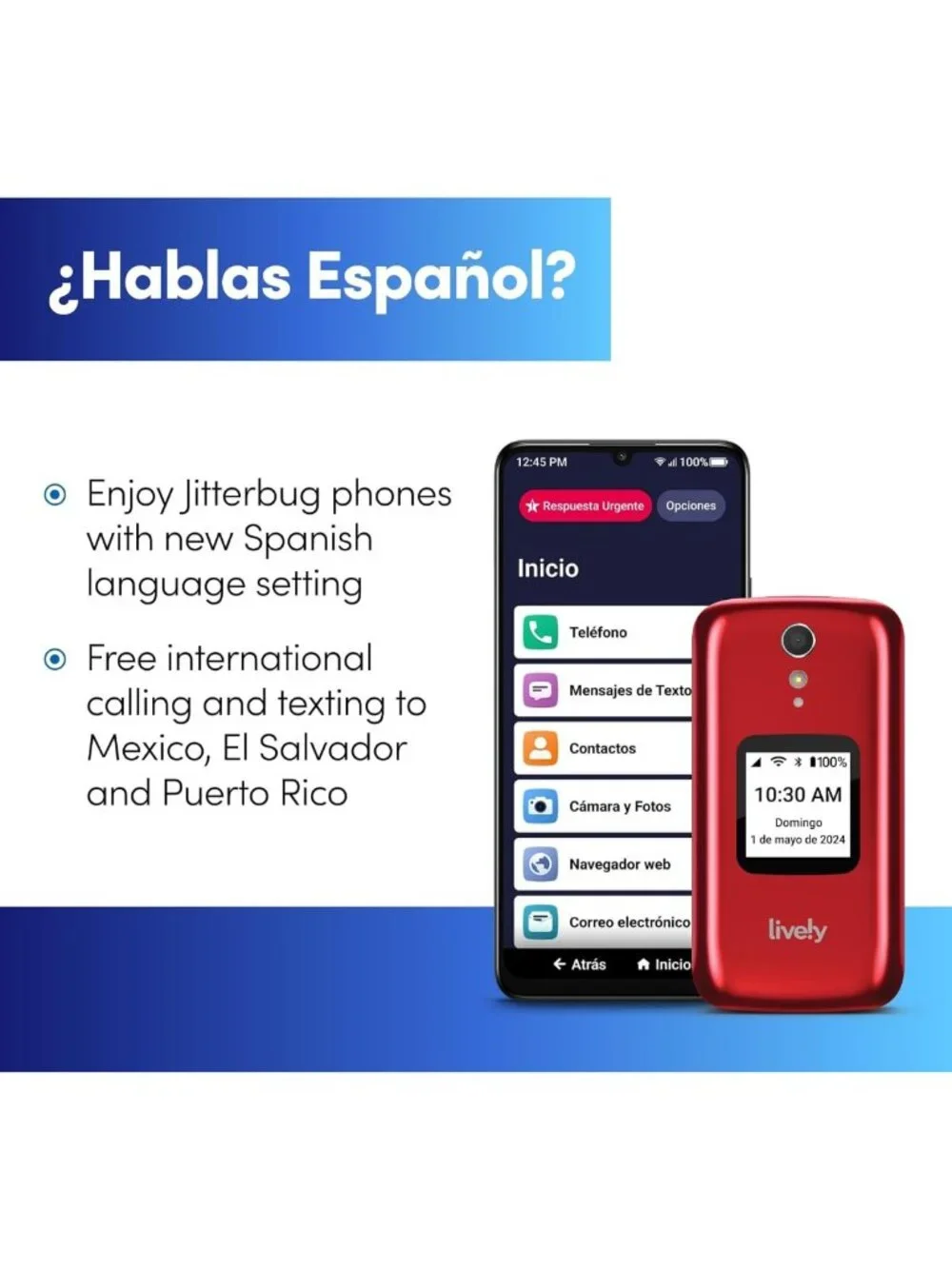 Simple Red Flip Phone for Seniors | Easy-to-Use, No SIM Needed, Activated Plan